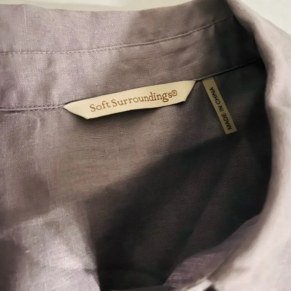 Soft Surroundings Linen Button Up Long Sleeve Top Size S Small - Picture 3 of 6